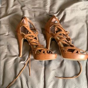 Brown lace up heels